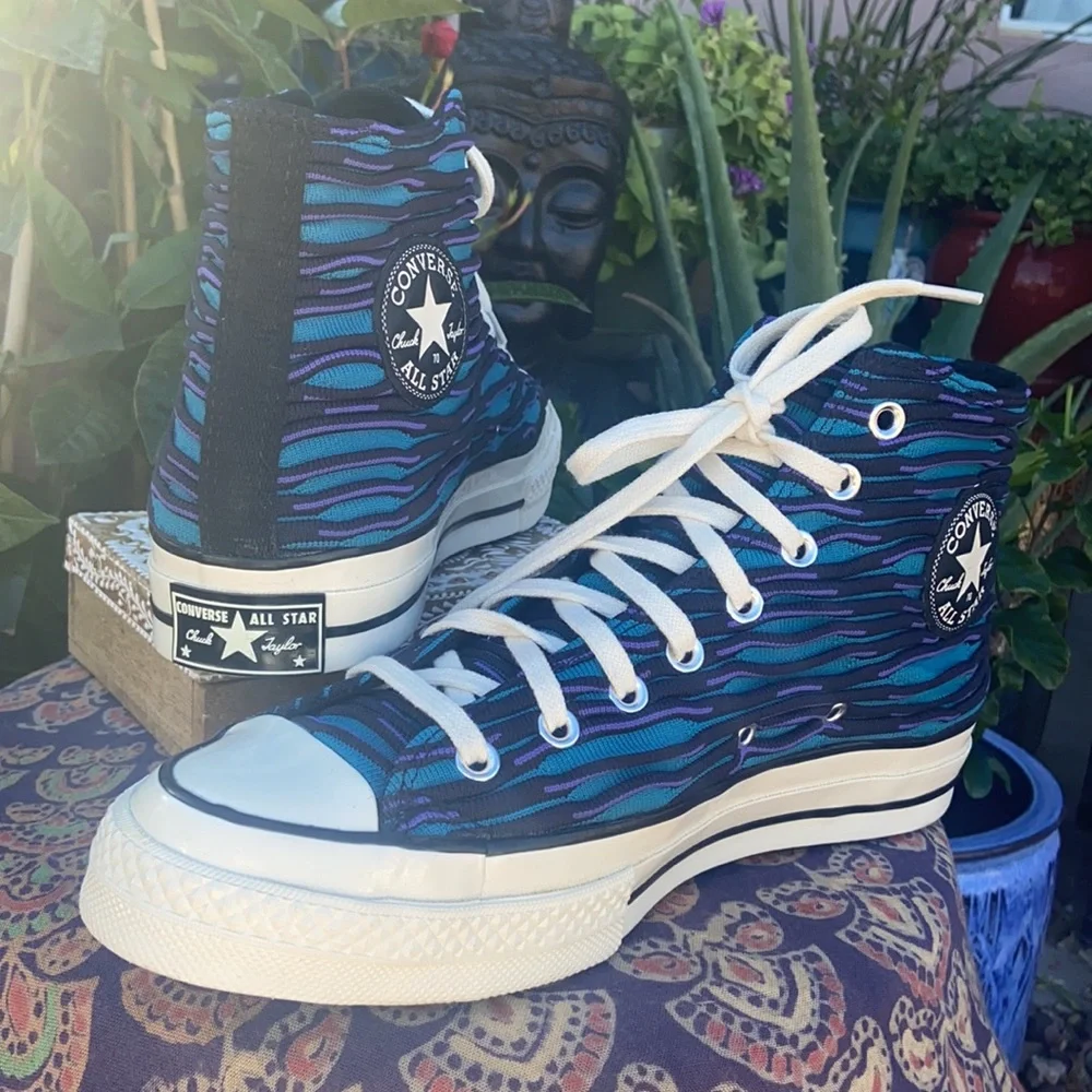 New Chuck 70 Blue Knit Converse Hi Top Sneakers - Picture 13 of 16
